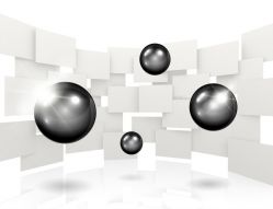 Фреска 3D Блестящие черные шары