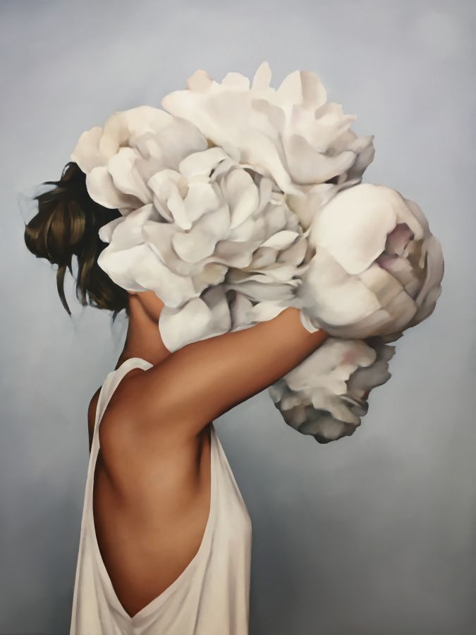 Картина на холсте Девушка с цветами, арт hd1837601