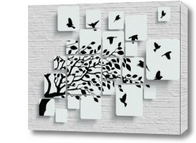Картина 3D абстракция стая птиц